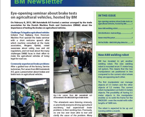 BM Newsletter no 7 frontpage. New ABB welding robot. Autoverktyg.
