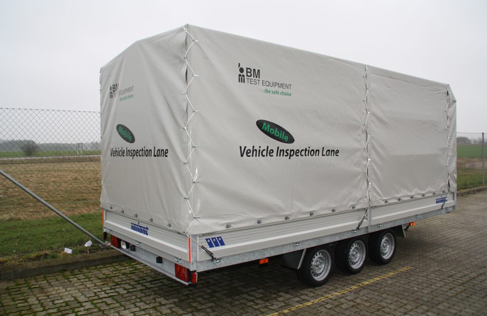 BM trailer with mobile vehicle inspection lane