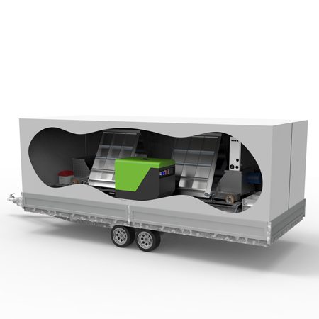 Mobile vehicle inspection lane in trailer - 3D illustration
