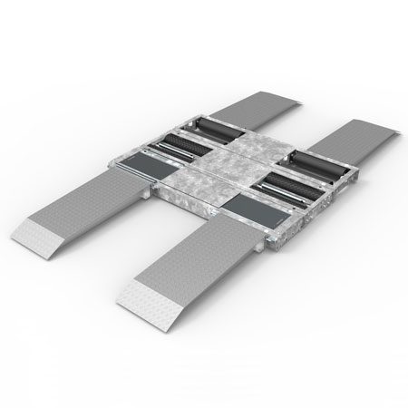 BM3010 mobil testlinie med bremseprøvestand, affjedringstester og hastighedstester - 3D illustration