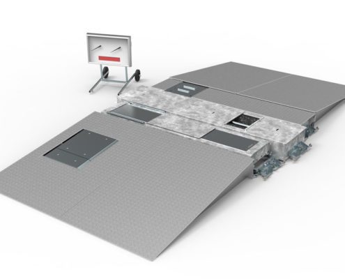 BM4010 mobil testlinie med bremsetester, affjedringstester, sporingstester og slitagetester - 3D illustration