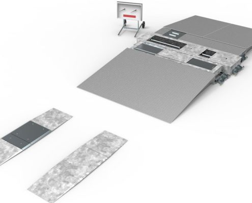 BM4010 mobil testlinie med bremsetester, affjedringstester, sporingstester og slitagetester - 3D illustration